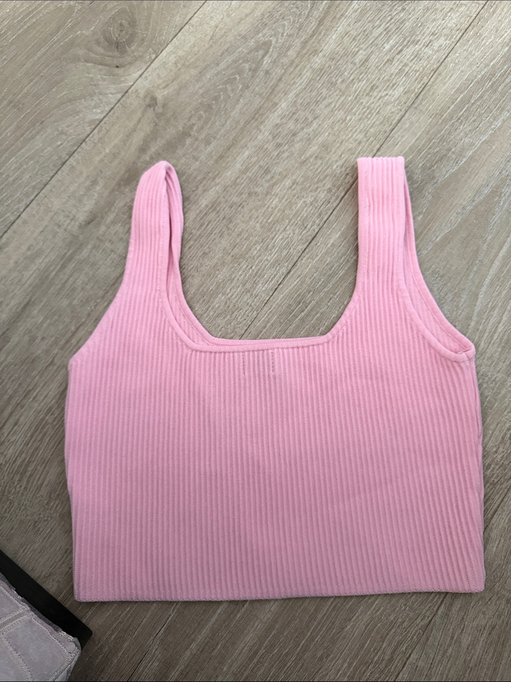 Pink Ribbed  Cropped Women's Top - Picture 3 of 4